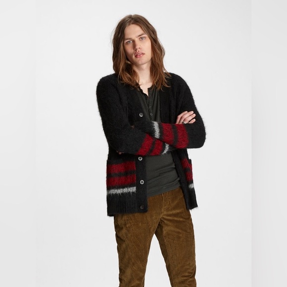 John Varvatos RAGLAN SLEEVE STRIPED CARDIGAN. Size SMALL.